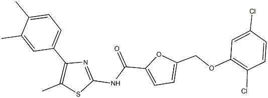 5-[(2,5-dichlorophenoxy)methyl]-N-[4-(3,4-dimethylphenyl)-5-methyl-1,3-thiazol-2-yl]-2-furamide Structure