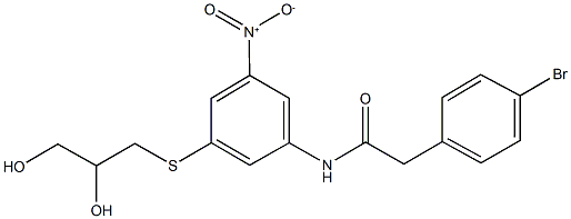 2-(4-bromophenyl)-N-{3-[(2,3-dihydroxypropyl)sulfanyl]-5-nitrophenyl}acetamide Structure