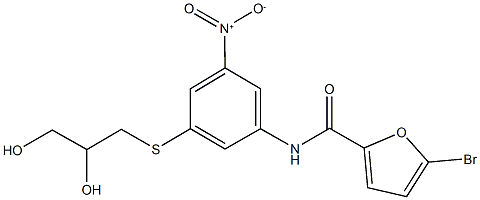 5-bromo-N-{3-[(2,3-dihydroxypropyl)sulfanyl]-5-nitrophenyl}-2-furamide Structure