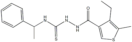 2-[(4-ethyl-5-methyl-3-thienyl)carbonyl]-N-(1-phenylethyl)hydrazinecarbothioamide 구조식 이미지