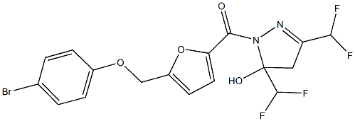 1-{5-[(4-bromophenoxy)methyl]-2-furoyl}-3,5-bis(difluoromethyl)-4,5-dihydro-1H-pyrazol-5-ol Structure