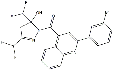 1-{[2-(3-bromophenyl)-4-quinolinyl]carbonyl}-3,5-bis(difluoromethyl)-4,5-dihydro-1H-pyrazol-5-ol Structure