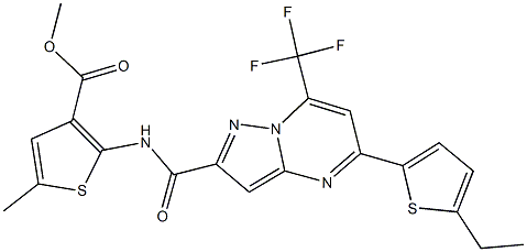 methyl 2-({[5-(5-ethyl-2-thienyl)-7-(trifluoromethyl)pyrazolo[1,5-a]pyrimidin-2-yl]carbonyl}amino)-5-methyl-3-thiophenecarboxylate Structure