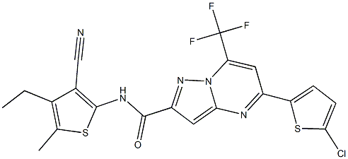 5-(5-chloro-2-thienyl)-N-(3-cyano-4-ethyl-5-methyl-2-thienyl)-7-(trifluoromethyl)pyrazolo[1,5-a]pyrimidine-2-carboxamide Structure