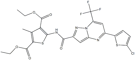 diethyl 5-({[5-(5-chloro-2-thienyl)-7-(trifluoromethyl)pyrazolo[1,5-a]pyrimidin-2-yl]carbonyl}amino)-3-methyl-2,4-thiophenedicarboxylate Structure
