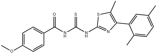 N-[4-(2,5-dimethylphenyl)-5-methyl-1,3-thiazol-2-yl]-N'-(4-methoxybenzoyl)thiourea Structure