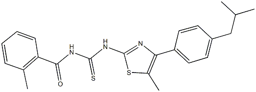 N-[4-(4-isobutylphenyl)-5-methyl-1,3-thiazol-2-yl]-N'-(2-methylbenzoyl)thiourea Structure