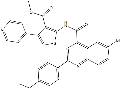 methyl 2-({[6-bromo-2-(4-ethylphenyl)-4-quinolinyl]carbonyl}amino)-4-(4-pyridinyl)-3-thiophenecarboxylate 구조식 이미지