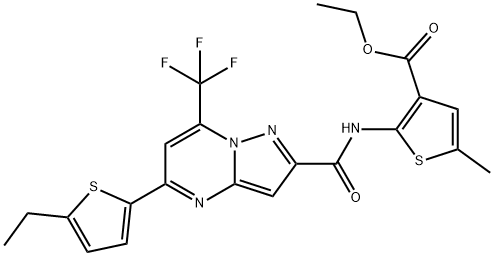 ethyl 2-({[5-(5-ethyl-2-thienyl)-7-(trifluoromethyl)pyrazolo[1,5-a]pyrimidin-2-yl]carbonyl}amino)-5-methyl-3-thiophenecarboxylate Structure