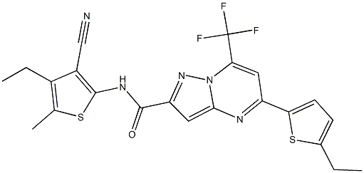 N-(3-cyano-4-ethyl-5-methyl-2-thienyl)-5-(5-ethyl-2-thienyl)-7-(trifluoromethyl)pyrazolo[1,5-a]pyrimidine-2-carboxamide Structure