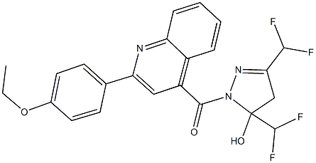 3,5-bis(difluoromethyl)-1-{[2-(4-ethoxyphenyl)-4-quinolinyl]carbonyl}-4,5-dihydro-1H-pyrazol-5-ol 구조식 이미지