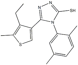 4-(2,5-dimethylphenyl)-5-(4-ethyl-5-methyl-3-thienyl)-4H-1,2,4-triazol-3-yl hydrosulfide 구조식 이미지