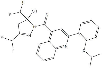 3,5-bis(difluoromethyl)-1-{[2-(2-isopropoxyphenyl)-4-quinolinyl]carbonyl}-4,5-dihydro-1H-pyrazol-5-ol 구조식 이미지