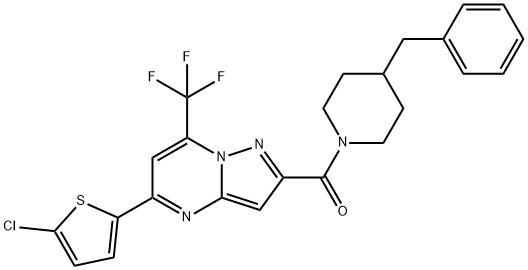 2-[(4-benzyl-1-piperidinyl)carbonyl]-5-(5-chloro-2-thienyl)-7-(trifluoromethyl)pyrazolo[1,5-a]pyrimidine Structure