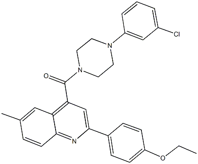 4-(4-{[4-(3-chlorophenyl)-1-piperazinyl]carbonyl}-6-methyl-2-quinolinyl)phenyl ethyl ether Structure
