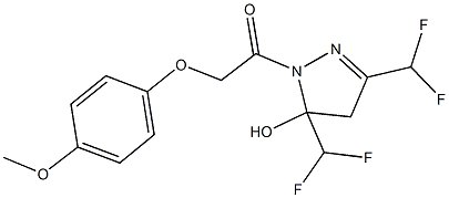 3,5-bis(difluoromethyl)-1-[(4-methoxyphenoxy)acetyl]-4,5-dihydro-1H-pyrazol-5-ol 구조식 이미지