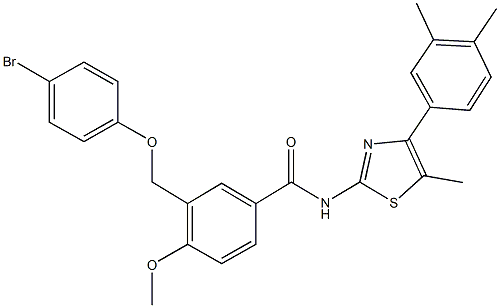 3-[(4-bromophenoxy)methyl]-N-[4-(3,4-dimethylphenyl)-5-methyl-1,3-thiazol-2-yl]-4-methoxybenzamide 구조식 이미지