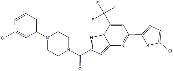 2-{[4-(3-chlorophenyl)-1-piperazinyl]carbonyl}-5-(5-chloro-2-thienyl)-7-(trifluoromethyl)pyrazolo[1,5-a]pyrimidine Structure