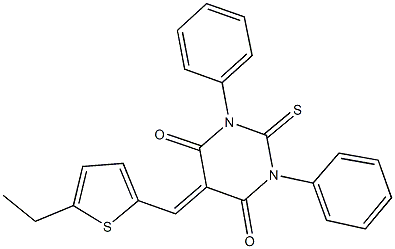 5-[(5-ethyl-2-thienyl)methylene]-1,3-diphenyl-2-thioxodihydro-4,6(1H,5H)-pyrimidinedione 구조식 이미지