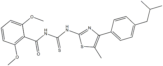 N-(2,6-dimethoxybenzoyl)-N'-[4-(4-isobutylphenyl)-5-methyl-1,3-thiazol-2-yl]thiourea Structure