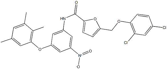 5-[(2,4-dichlorophenoxy)methyl]-N-[3-nitro-5-(2,3,5-trimethylphenoxy)phenyl]-2-furamide 구조식 이미지