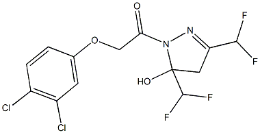 1-[(3,4-dichlorophenoxy)acetyl]-3,5-bis(difluoromethyl)-4,5-dihydro-1H-pyrazol-5-ol 구조식 이미지
