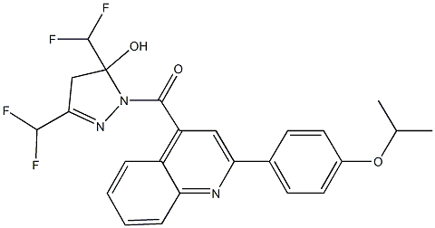 3,5-bis(difluoromethyl)-1-{[2-(4-isopropoxyphenyl)-4-quinolinyl]carbonyl}-4,5-dihydro-1H-pyrazol-5-ol Structure