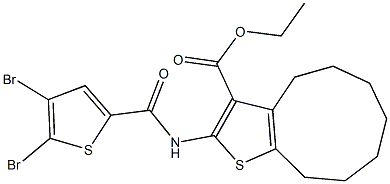 ethyl 2-{[(4,5-dibromo-2-thienyl)carbonyl]amino}-5,6,7,8,9,10-hexahydro-4H-cyclonona[b]thiophene-3-carboxylate 구조식 이미지