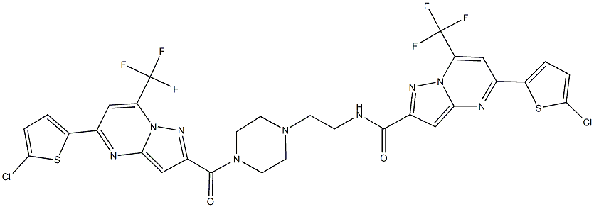 5-(5-chloro-2-thienyl)-N-[2-(4-{[5-(5-chloro-2-thienyl)-7-(trifluoromethyl)pyrazolo[1,5-a]pyrimidin-2-yl]carbonyl}-1-piperazinyl)ethyl]-7-(trifluoromethyl)pyrazolo[1,5-a]pyrimidine-2-carboxamide Structure