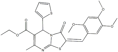ethyl 7-methyl-3-oxo-5-(2-thienyl)-2-(2,4,5-trimethoxybenzylidene)-2,3-dihydro-5H-[1,3]thiazolo[3,2-a]pyrimidine-6-carboxylate Structure
