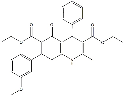 diethyl 7-(3-methoxyphenyl)-2-methyl-5-oxo-4-phenyl-1,4,5,6,7,8-hexahydro-3,6-quinolinedicarboxylate Structure