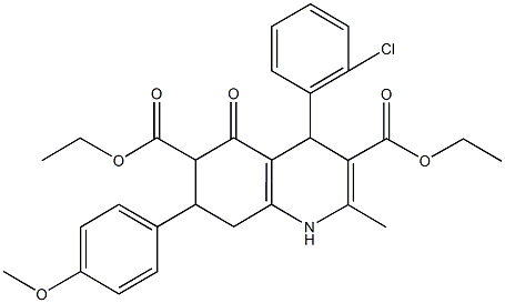 diethyl 4-(2-chlorophenyl)-7-(4-methoxyphenyl)-2-methyl-5-oxo-1,4,5,6,7,8-hexahydro-3,6-quinolinedicarboxylate 구조식 이미지