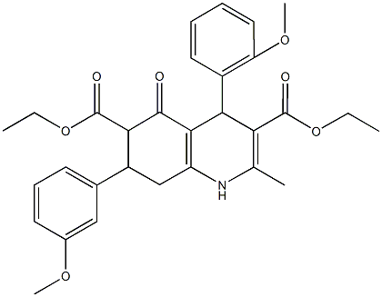 diethyl 4-(2-methoxyphenyl)-7-(3-methoxyphenyl)-2-methyl-5-oxo-1,4,5,6,7,8-hexahydro-3,6-quinolinedicarboxylate Structure