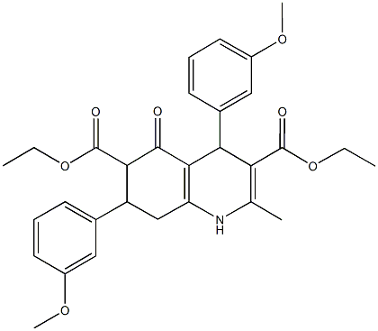 diethyl 4,7-bis(3-methoxyphenyl)-2-methyl-5-oxo-1,4,5,6,7,8-hexahydro-3,6-quinolinedicarboxylate 구조식 이미지