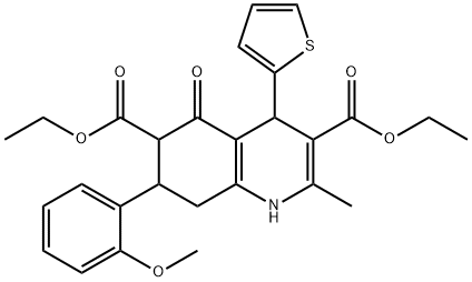 diethyl 7-(2-methoxyphenyl)-2-methyl-5-oxo-4-(2-thienyl)-1,4,5,6,7,8-hexahydro-3,6-quinolinedicarboxylate 구조식 이미지