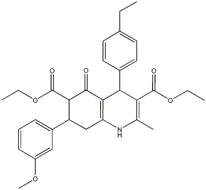 diethyl 4-(4-ethylphenyl)-7-(3-methoxyphenyl)-2-methyl-5-oxo-1,4,5,6,7,8-hexahydro-3,6-quinolinedicarboxylate Structure