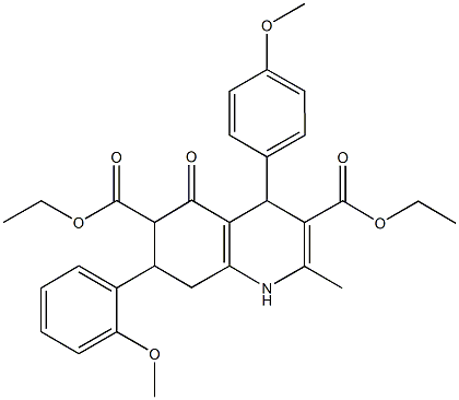diethyl 7-(2-methoxyphenyl)-4-(4-methoxyphenyl)-2-methyl-5-oxo-1,4,5,6,7,8-hexahydro-3,6-quinolinedicarboxylate Structure