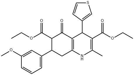 diethyl 7-(3-methoxyphenyl)-2-methyl-5-oxo-4-(3-thienyl)-1,4,5,6,7,8-hexahydro-3,6-quinolinedicarboxylate Structure