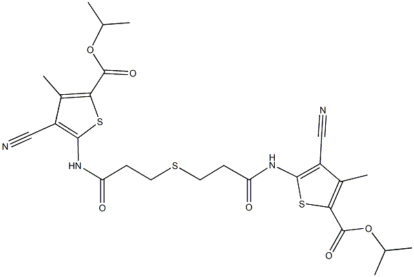 isopropyl 4-cyano-5-({3-[(3-{[3-cyano-5-(isopropoxycarbonyl)-4-methyl-2-thienyl]amino}-3-oxopropyl)sulfanyl]propanoyl}amino)-3-methyl-2-thiophenecarboxylate 구조식 이미지