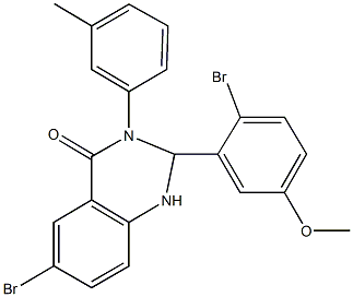 6-bromo-2-(2-bromo-5-methoxyphenyl)-3-(3-methylphenyl)-2,3-dihydro-4(1H)-quinazolinone 구조식 이미지