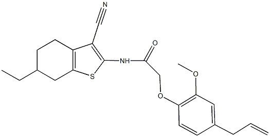 2-(4-allyl-2-methoxyphenoxy)-N-(3-cyano-6-ethyl-4,5,6,7-tetrahydro-1-benzothiophen-2-yl)acetamide Structure