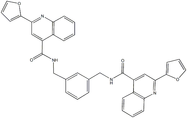 2-(2-furyl)-N-{3-[({[2-(2-furyl)-4-quinolinyl]carbonyl}amino)methyl]benzyl}-4-quinolinecarboxamide 구조식 이미지