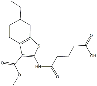 5-{[6-ethyl-3-(methoxycarbonyl)-4,5,6,7-tetrahydro-1-benzothien-2-yl]amino}-5-oxopentanoic acid Structure