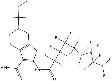 2-[(2,2,3,3,4,4,5,5,6,6,7,7,8,8,9,9-hexadecafluorononanoyl)amino]-6-tert-pentyl-4,5,6,7-tetrahydro-1-benzothiophene-3-carboxamide Structure
