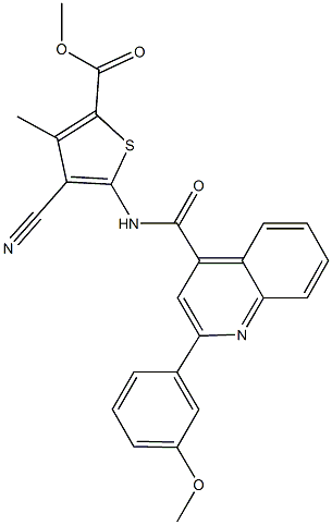 methyl 4-cyano-5-({[2-(3-methoxyphenyl)-4-quinolinyl]carbonyl}amino)-3-methyl-2-thiophenecarboxylate Structure