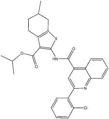 isopropyl 2-({[2-(2-chlorophenyl)-4-quinolinyl]carbonyl}amino)-6-methyl-4,5,6,7-tetrahydro-1-benzothiophene-3-carboxylate Structure