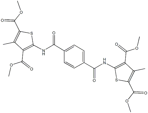 dimethyl 5-{[4-({[3,5-bis(methoxycarbonyl)-4-methyl-2-thienyl]amino}carbonyl)benzoyl]amino}-3-methyl-2,4-thiophenedicarboxylate 구조식 이미지