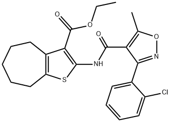 ethyl 2-({[3-(2-chlorophenyl)-5-methyl-4-isoxazolyl]carbonyl}amino)-5,6,7,8-tetrahydro-4H-cyclohepta[b]thiophene-3-carboxylate Structure