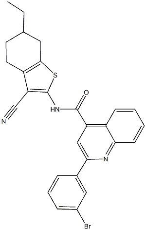 2-(3-bromophenyl)-N-(3-cyano-6-ethyl-4,5,6,7-tetrahydro-1-benzothiophen-2-yl)-4-quinolinecarboxamide Structure