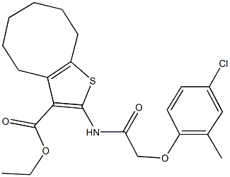 ethyl 2-{[(4-chloro-2-methylphenoxy)acetyl]amino}-4,5,6,7,8,9-hexahydrocycloocta[b]thiophene-3-carboxylate 구조식 이미지